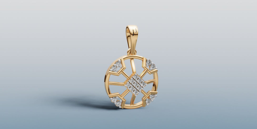 Gold and Diamond Pendant with Studded Circular  Design | 50450P