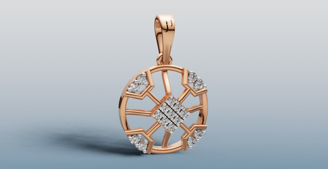 Gold and Diamond Pendant with Studded Circular  Design | 50450P