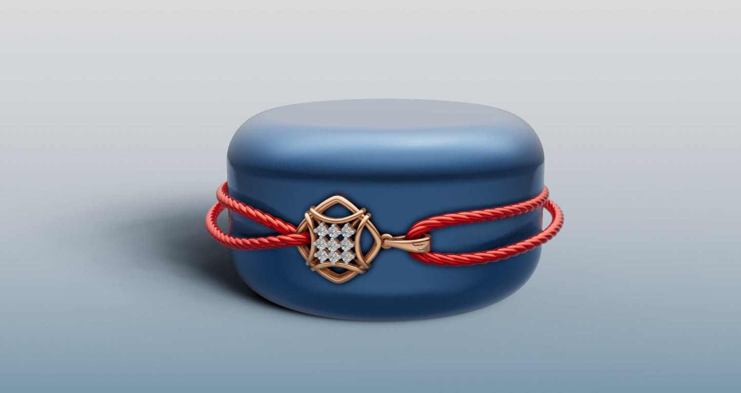Elegant Gold rakhi + Locket with Sparkling Diamonds | 50452P RG
