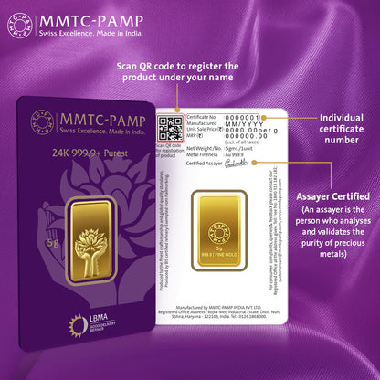 Lotus 24k (999.9) 5 gm Gold Bar