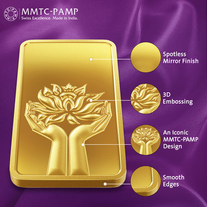 Lotus 24K (999.9) 50 gm Gold Bar