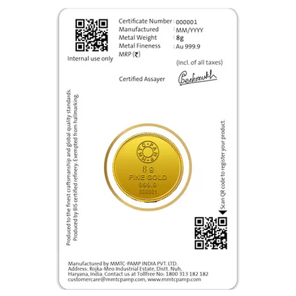 Lotus 24k (999.9) 8 gm Gold Coin
