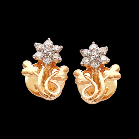 This black background version of the floral diamond gold earrings by jnjbymadhuri enhances the contrast, making the intricate gold swirls and clustered diamonds stand out with stunning clarity and elegance.
