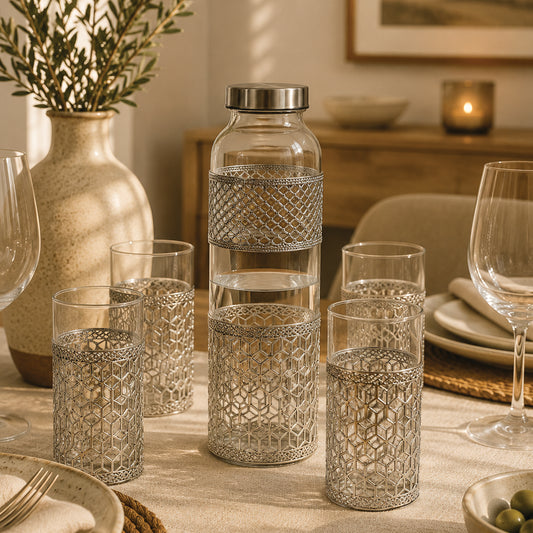 Carving Bottle with 4 Glass Set