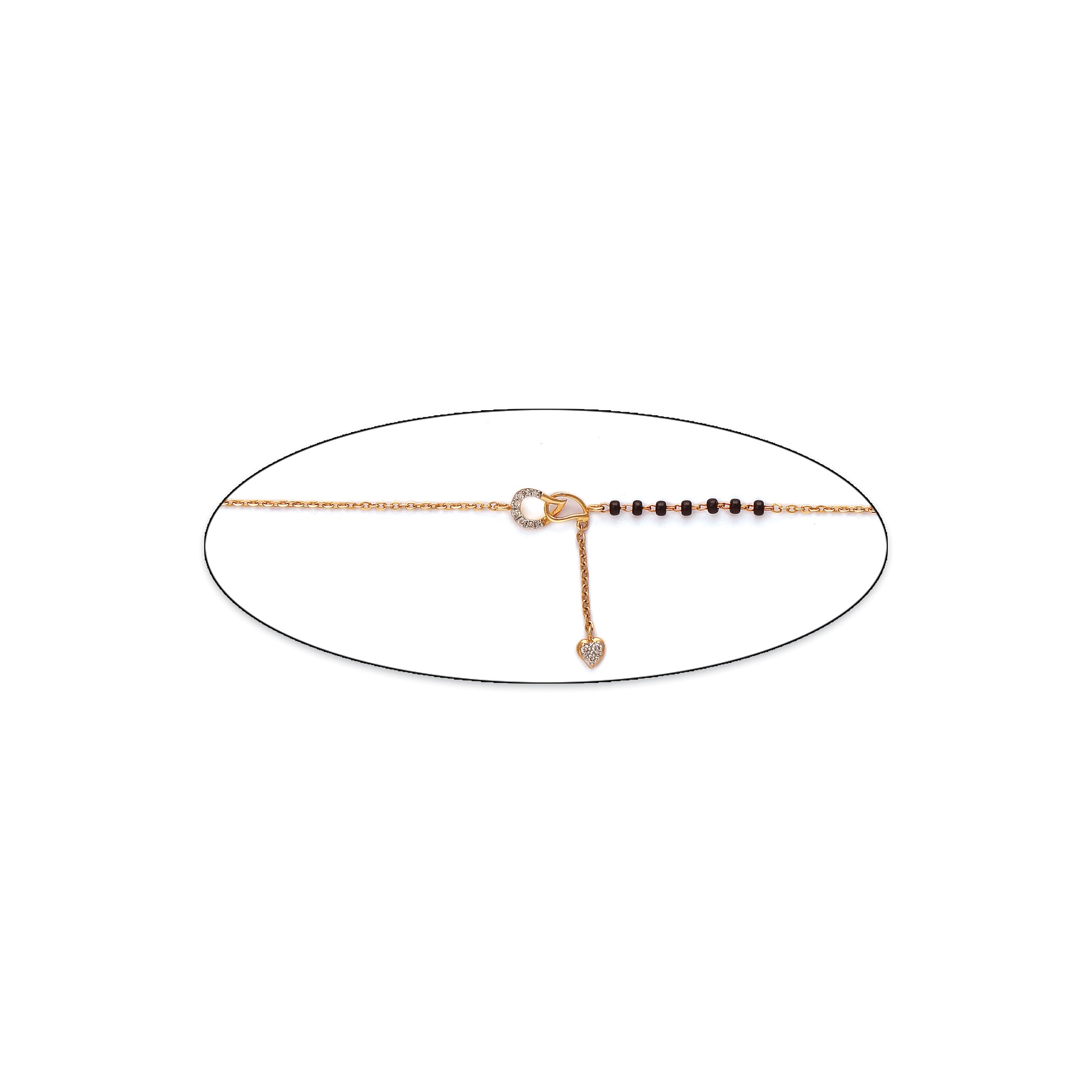 Delicate rose gold mangalsutra chain featuring a minimalist clasp design and a row of small black beads. A subtle yet elegant everyday essential by jnjbymadhuri.
