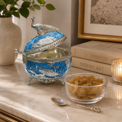 ENAMEL PEACOCK FEATHER CANDY BOX