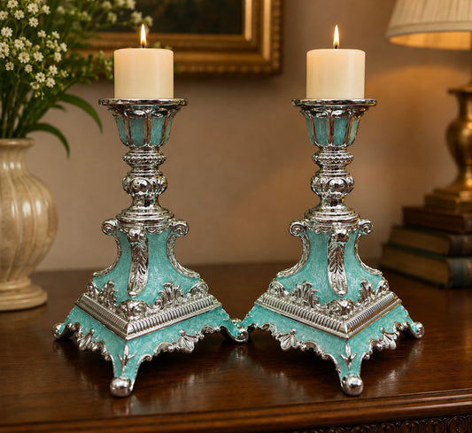 ENAMEL CANDLE STAND SET