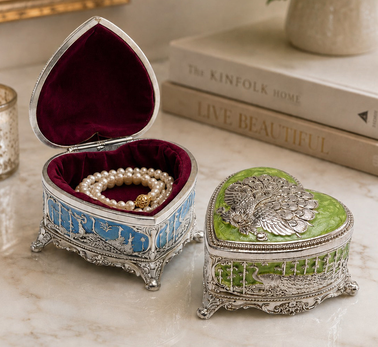 ENAMEL HEART JEWELLERY BOX