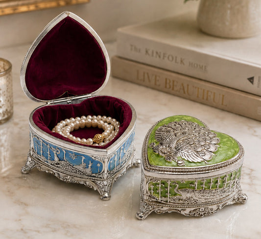 ENAMEL HEART JEWELLERY BOX