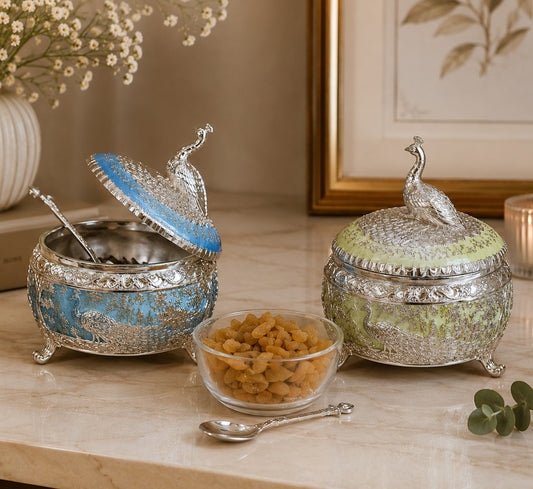 ENAMEL PEACOCK CANDY BOX