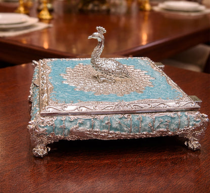 ENAMEL PEACOCK CURVE BOX