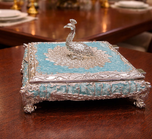 ENAMEL PEACOCK CURVE BOX