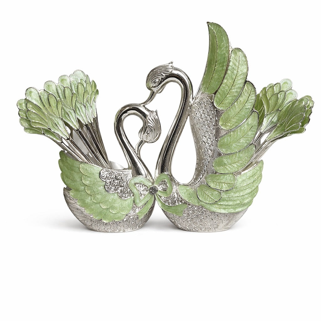 ENAMEL SWAN SPOON HOLDER