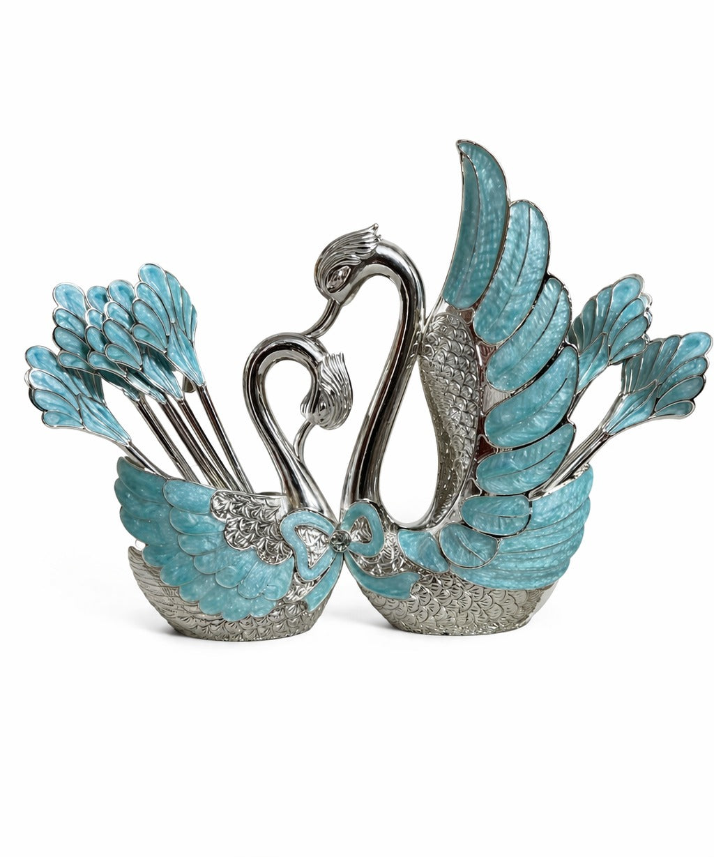 ENAMEL SWAN SPOON HOLDER
