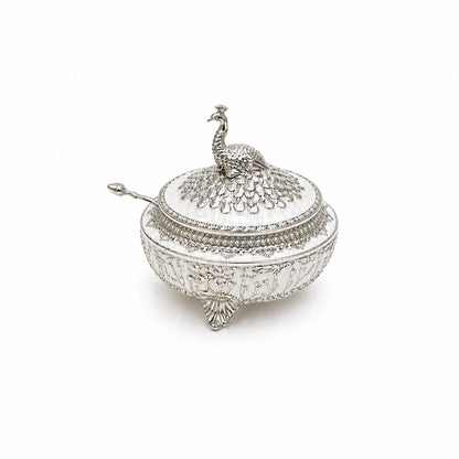 ENAMEL DOME PEACOCK CANDY BOX
