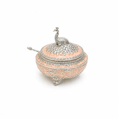 ENAMEL DOME PEACOCK CANDY BOX