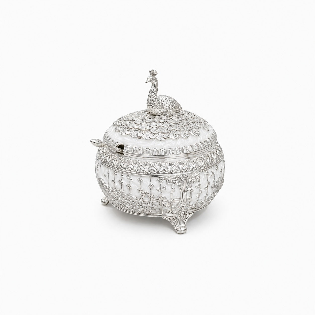 ENAMEL PEACOCK CANDY BOX
