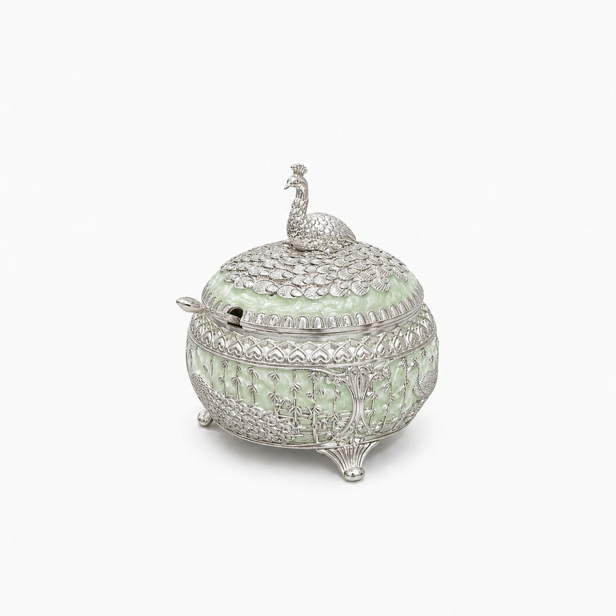 ENAMEL PEACOCK CANDY BOX