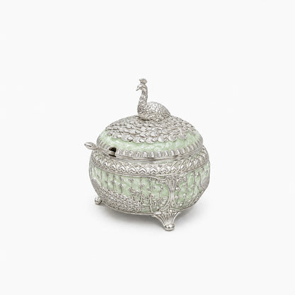 ENAMEL PEACOCK CANDY BOX