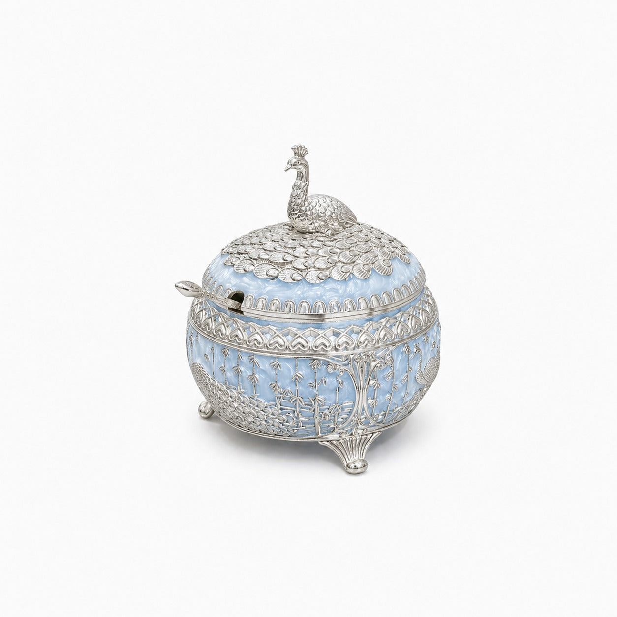 ENAMEL PEACOCK CANDY BOX
