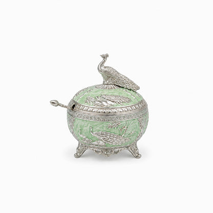 ENAMEL PEACOCK FEATHER CANDY BOX