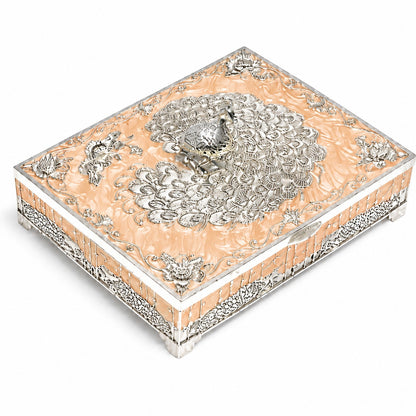 ENAMEL PEACOCK FLAT BOX
