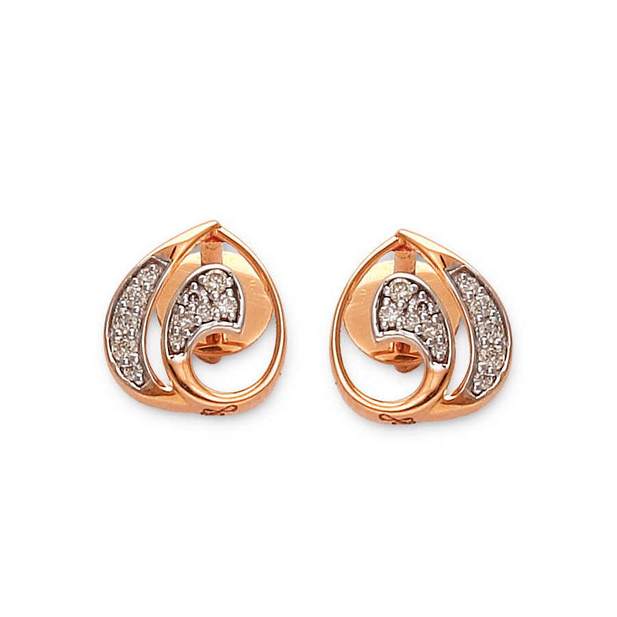 Delicate Waves Diamond Stud Earrings (27991E) for women, certified gold jewelry featuring a fluid, flowing wave design with brilliant diamond accents.