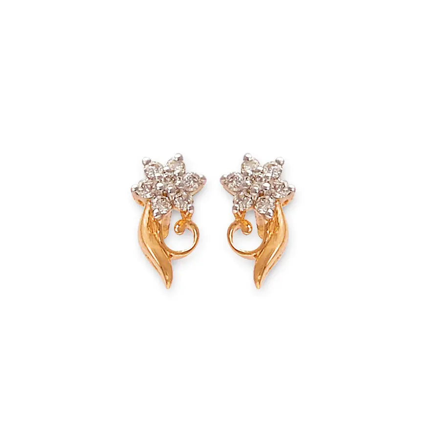 The Ornare Diamond Stud Earrings (AIE812) for women, certified gold fine jewelry, intricate and ornate designer pattern, perfect for festive wear.