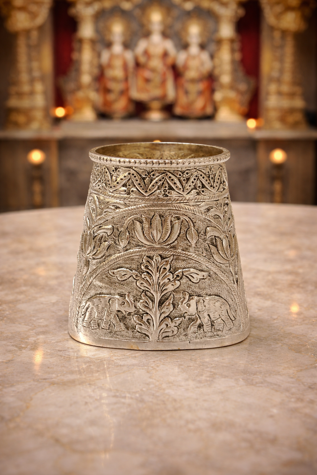 ulsi Tree by JNJ by Madhuri, a luxurious and elegant décor piece designed to bring spirituality, sophistication, and timeless charm to your home or pooja area.
