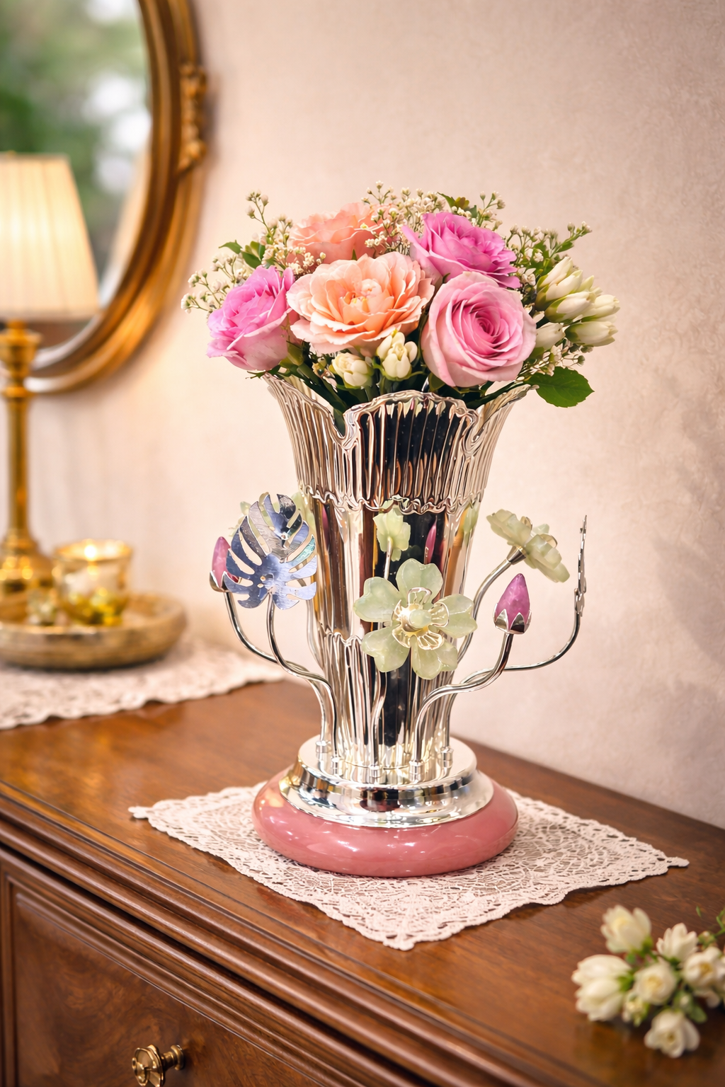 Daisy Flower Vase by JNJ by Madhuri, featuring an elegant floral-inspired design and premium finish, perfect for luxury home décor, modern interiors, and sophisticated styling

