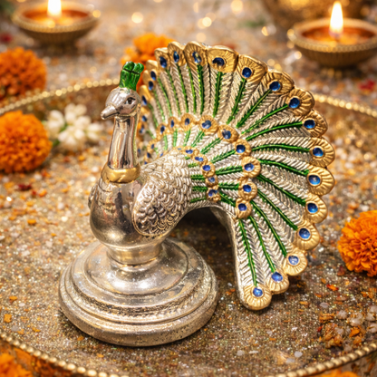 Peacock Statue – elegant luxury handcrafted decorative statue, perfect for home décor and gifting | jnj by madhuri