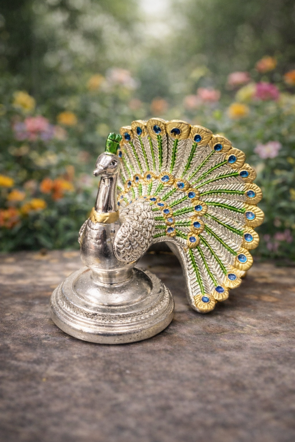 Peacock Statue – elegant luxury handcrafted decorative statue, perfect for home décor and gifting | jnj by madhuri