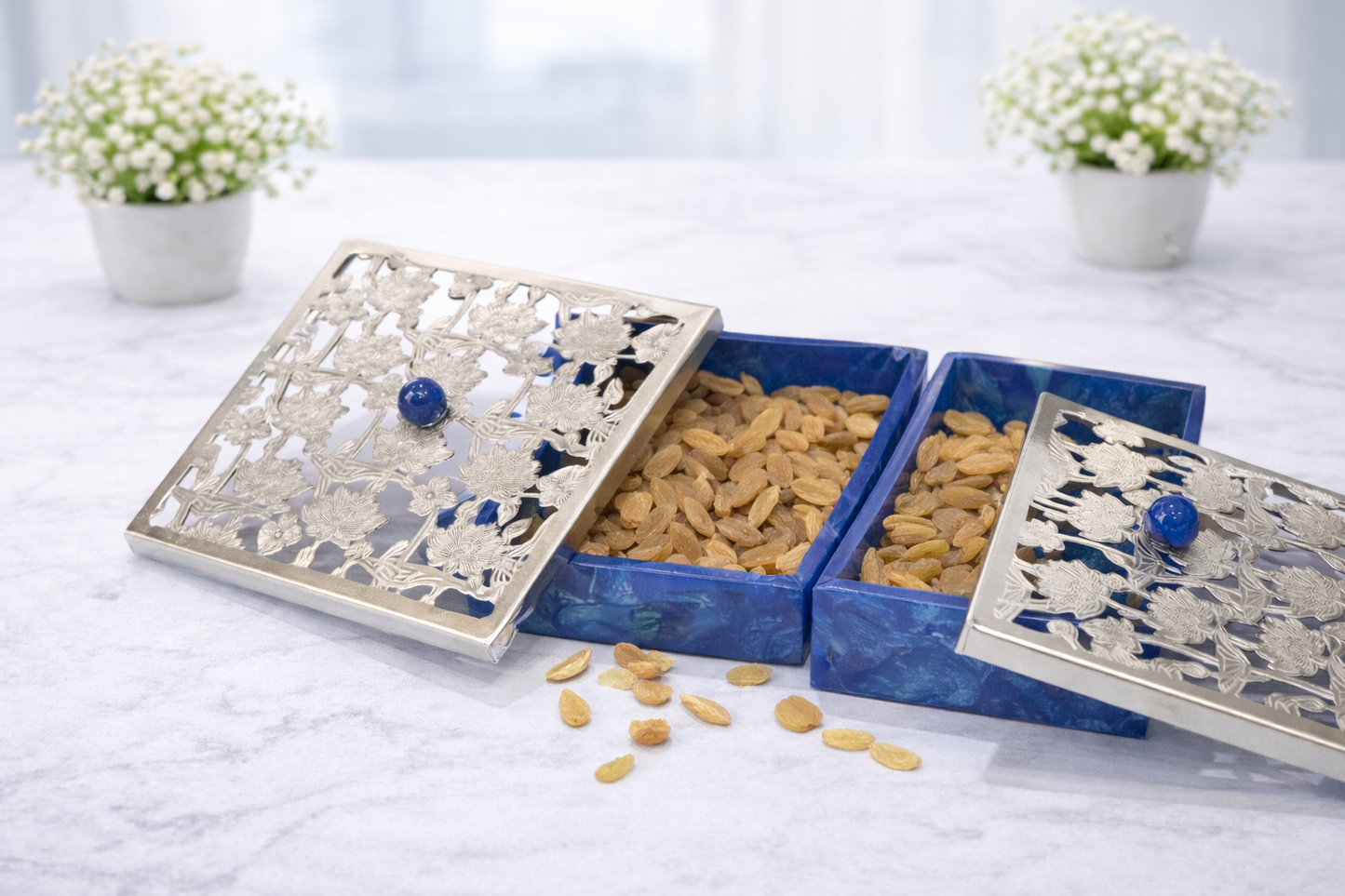 Marble Dry Fruit Box – luxury handcrafted decorative box, ideal for gifting and festive home décor | jnj by madhuri