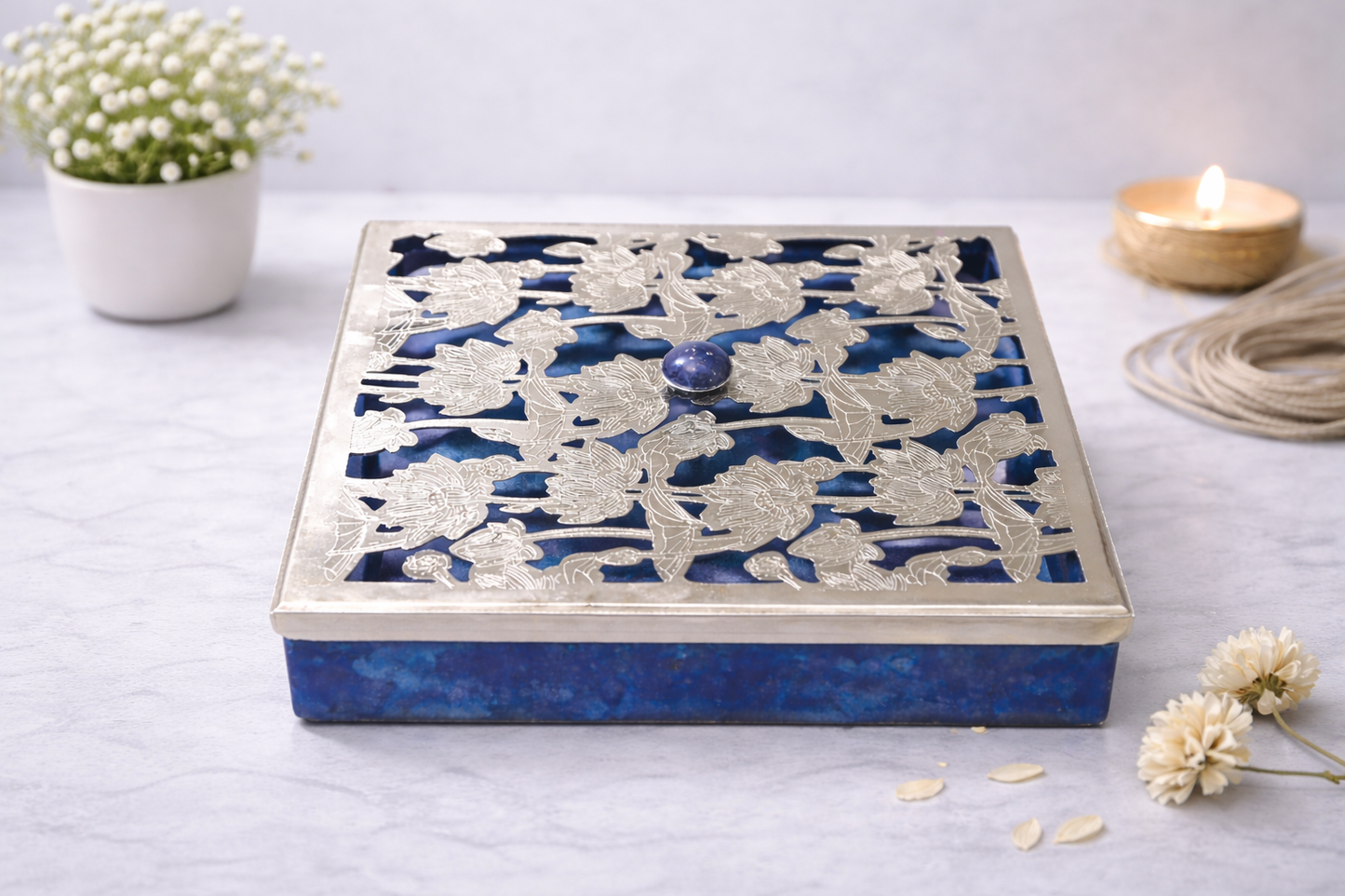 Marble Dry Fruit Box – luxury handcrafted decorative box, ideal for gifting and festive home décor | jnj by madhuri