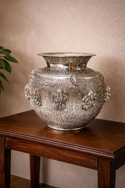 Asth Lakshmi Kalash – elegant luxury handcrafted divine décor, perfect for home, pooja, and gifting | jnj by madhuri