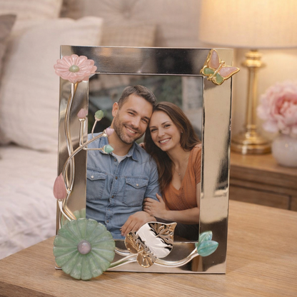 Green Marble Photo Frame – elegant luxury handcrafted frame, perfect for home décor and gifting | jnj by madhuri