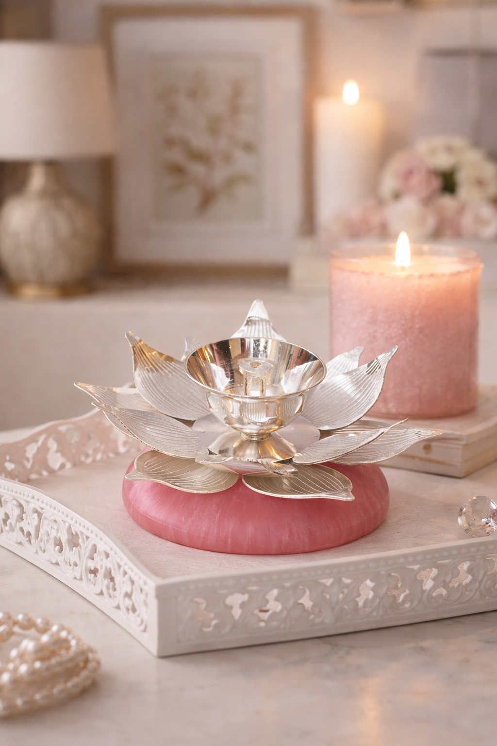 Lotus Diya – elegant luxury handcrafted diya, perfect for home décor and festive gifting | jnj by madhuri