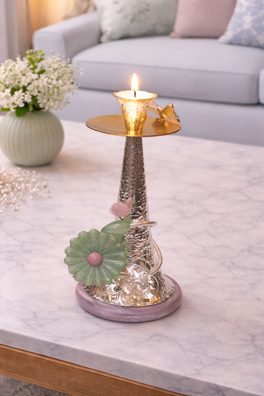Daisy Candle Stand Set by JNJ by Madhuri, featuring an elegant floral-inspired design and premium finish, perfect for luxury home décor, festive styling, and sophisticated interiors
