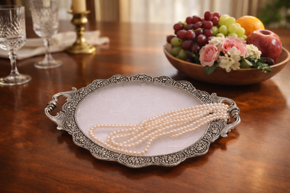 Fiber Tray – luxury handcrafted tray, ideal for elegant home décor and gifting | jnj by madhuri