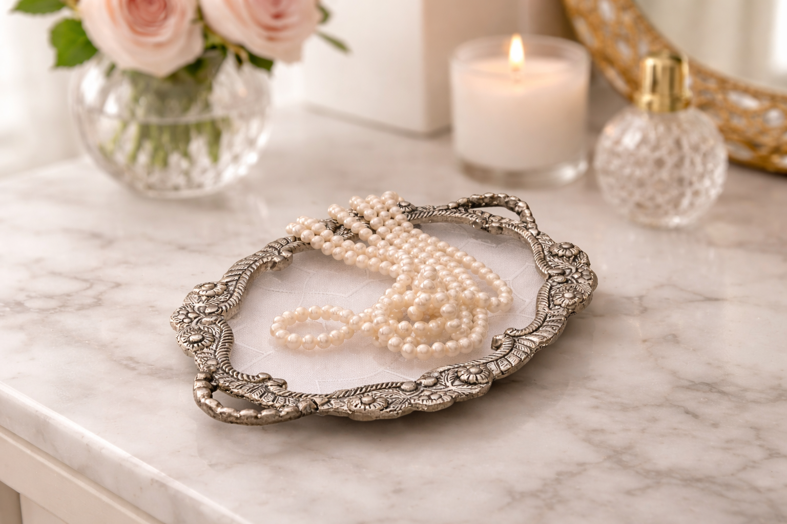 Fiber Tray – luxury handcrafted tray, ideal for elegant home décor and gifting | jnj by madhuri
