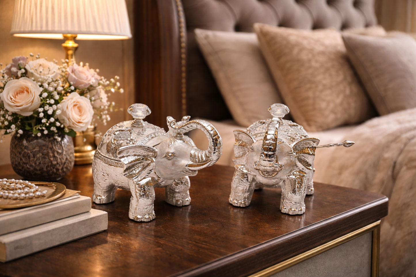 Elegant Elephant Dry Fruit Box Set featuring a luxurious elephant design, perfect for premium festive gifting, weddings, and special occasions by JNJ by Madhuri.