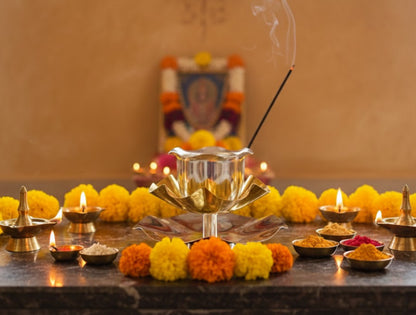 Rose Diya – elegant luxury handcrafted decorative diya, perfect for home décor, festive pooja, and gifting | jnj by madhuri