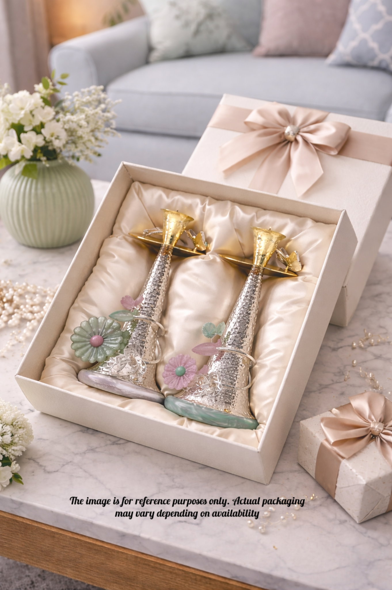 Daisy Candle Stand Set by JNJ by Madhuri, featuring an elegant floral-inspired design and premium finish, perfect for luxury home décor, festive styling, and sophisticated interiors
