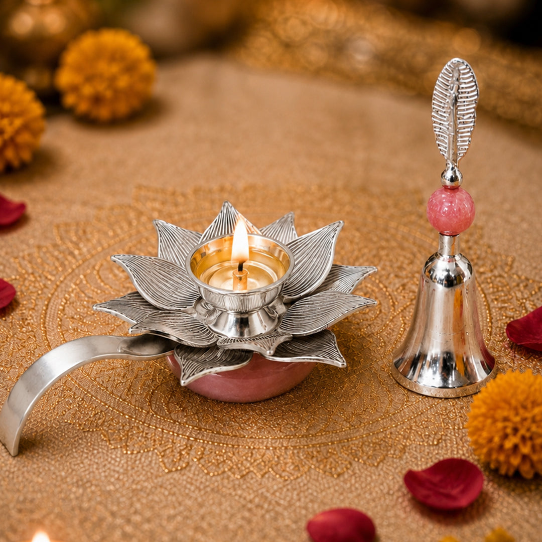 Lotus Diya and Bell Combo