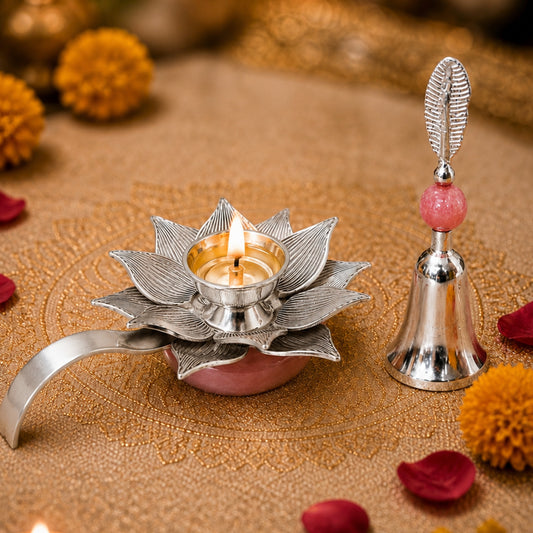 Lotus Diya and Bell Combo