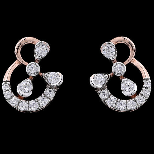 Elegant Jyotsna Rose Gold Diamond Studs 29127E, JNJ by Madhuri luxury collection, VS-SI-HI quality diamonds, ideal anniversary gift for her.