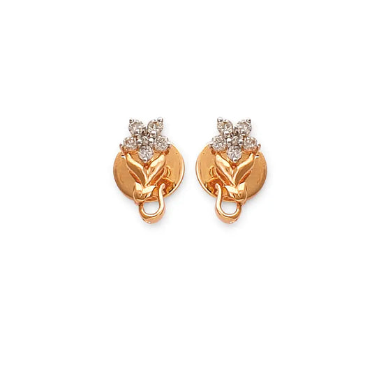 The Utpala Diamond Stud Earrings (AIE807) for women, certified gold fine jewelry, elegant lotus-inspired design for a timeless and classic look.