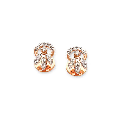 Elegant rose gold stud earrings featuring intricate diamond patterns for a timeless and graceful look. Perfectly crafted by jnjbymadhuri.
