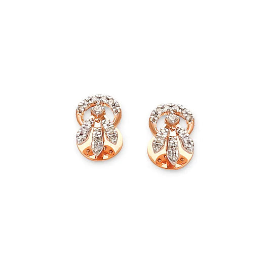 Elegant rose gold stud earrings featuring intricate diamond patterns for a timeless and graceful look. Perfectly crafted by jnjbymadhuri.
