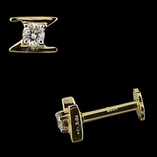 Contemporary diamond-studded gold stud earring with a geometric flair, designed for modern elegance by jnjbymadhuri. A minimal yet bold piece perfect for everyday luxury.
